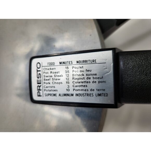 PRESTO Stainless Steel Pressure Cooker Vintage Model 603 - Picture 4 of 9